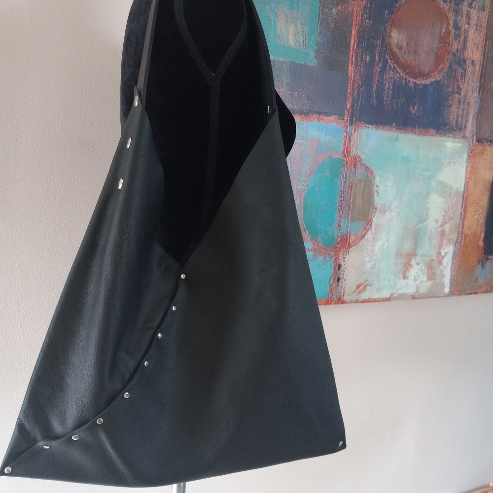 Elegant Womens Black Leather Hobo Bag Handcrafted By J.Monique - Picture 10 of 14